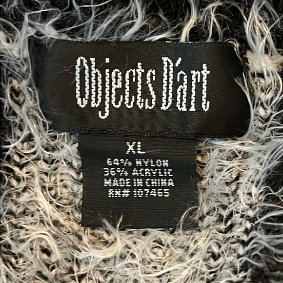 Objects D'art Black and White High/Low Eyelash Sweater Size XL - Picture 4 of 5